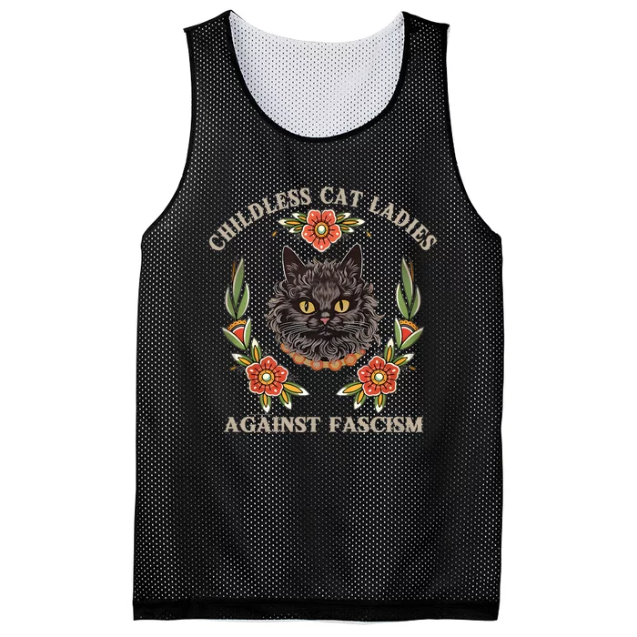 Retro Childless Cat Ladies Against Fascism Women Feminist Mesh Reversible Basketball Jersey Tank