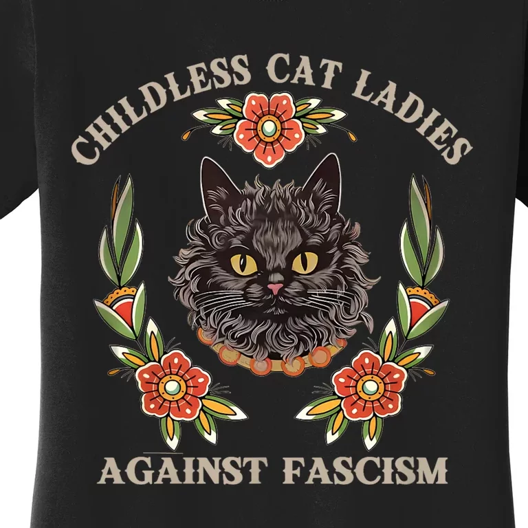 Retro Childless Cat Ladies Against Fascism Women Feminist Women's T-Shirt