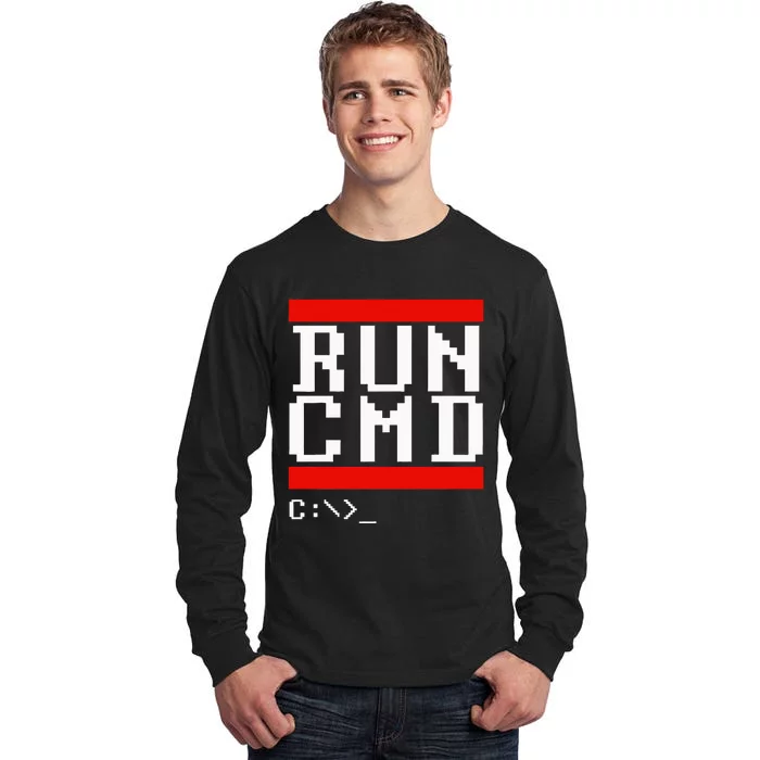 Run Cmd Computer Command Software Coder Programmer Tall Long Sleeve T-Shirt