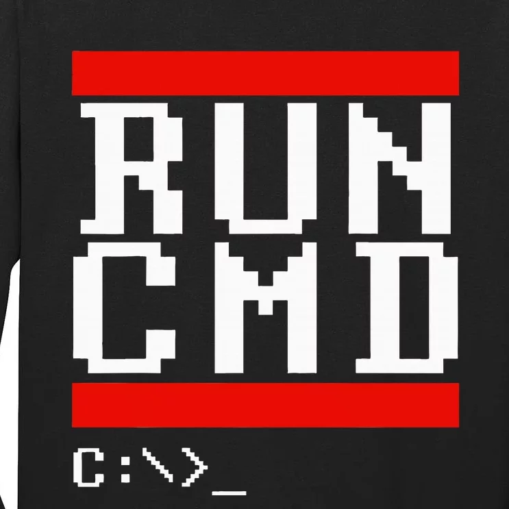 Run Cmd Computer Command Software Coder Programmer Tall Long Sleeve T-Shirt