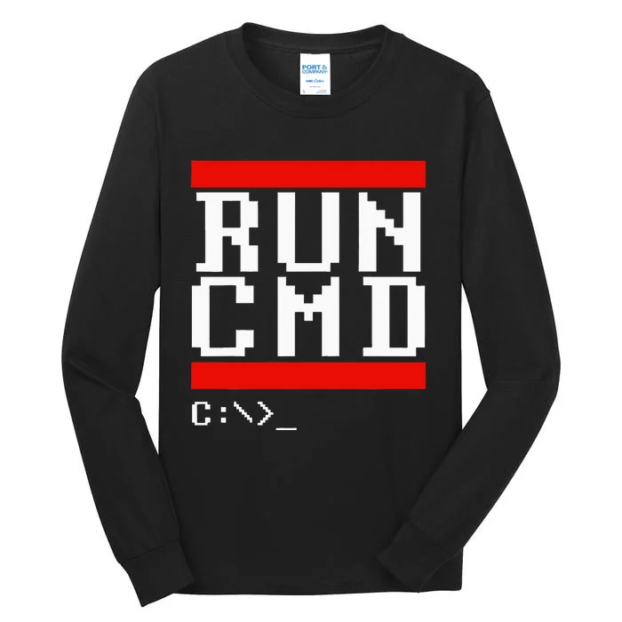 Run Cmd Computer Command Software Coder Programmer Tall Long Sleeve T-Shirt