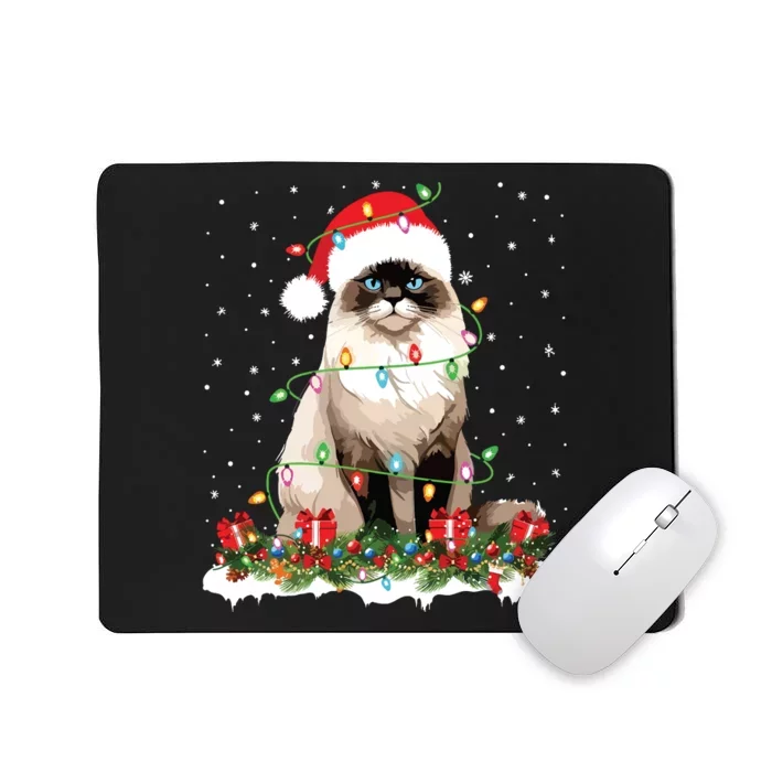 Ragdoll Cat Christmas Lights Xmas Holiday Cat Lover Mousepad