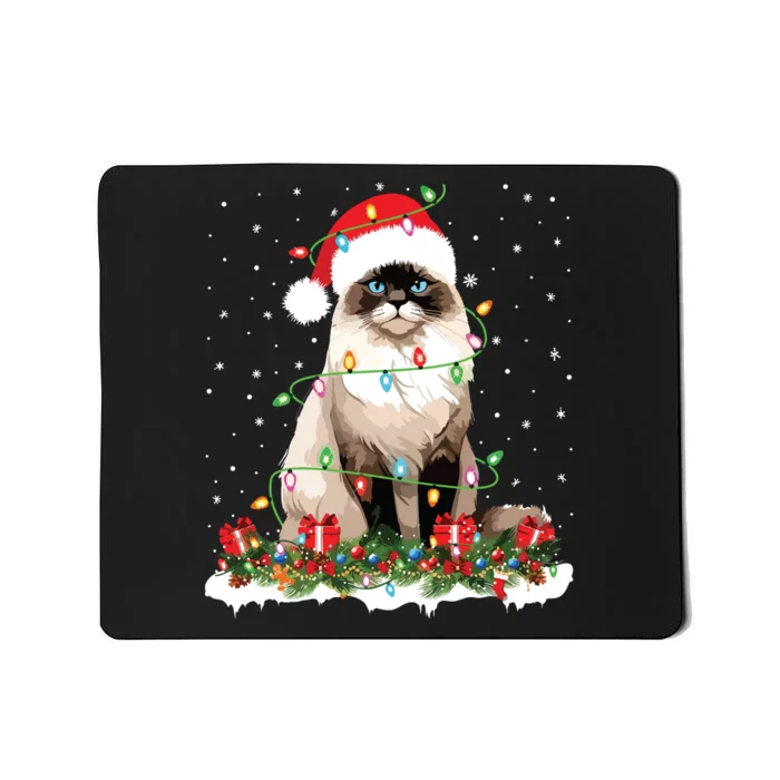 Ragdoll Cat Christmas Lights Xmas Holiday Cat Lover Mousepad