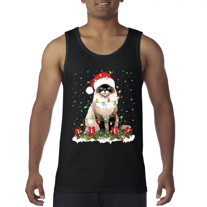 Ragdoll Cat Christmas Lights Xmas Holiday Cat Lover Tank Top