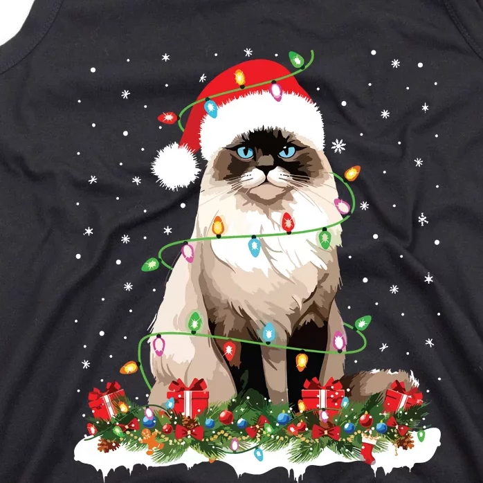 Ragdoll Cat Christmas Lights Xmas Holiday Cat Lover Tank Top