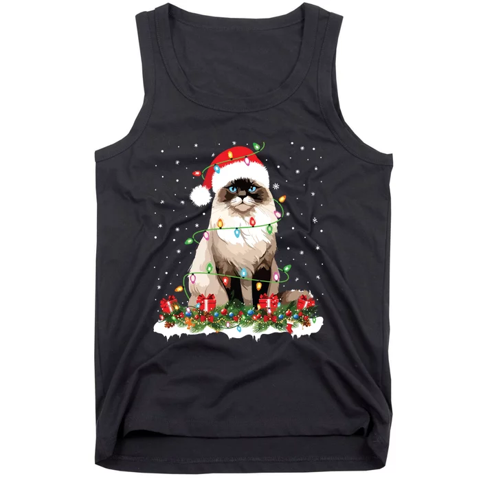 Ragdoll Cat Christmas Lights Xmas Holiday Cat Lover Tank Top