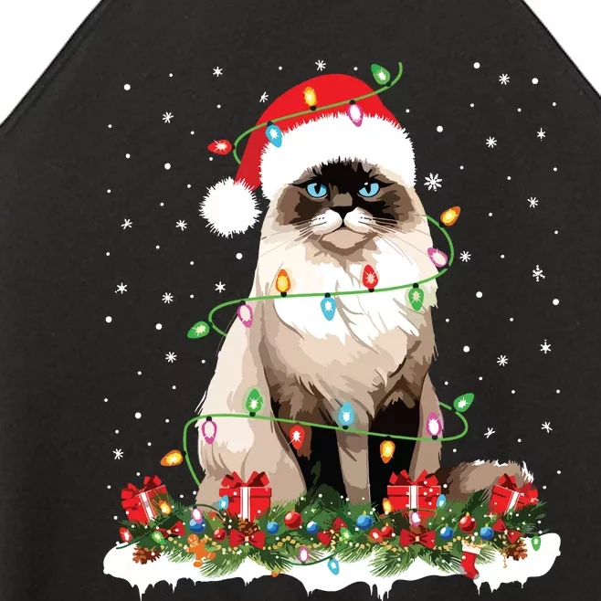 Ragdoll Cat Christmas Lights Xmas Holiday Cat Lover Women’s Perfect Tri Rocker Tank