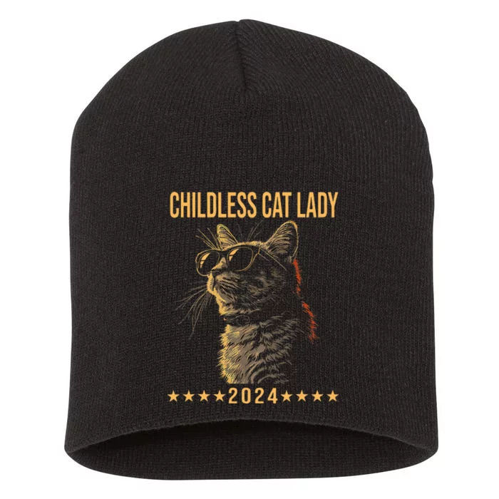 Retro Childless Cat Lady 2024 Ladies Short Acrylic Beanie