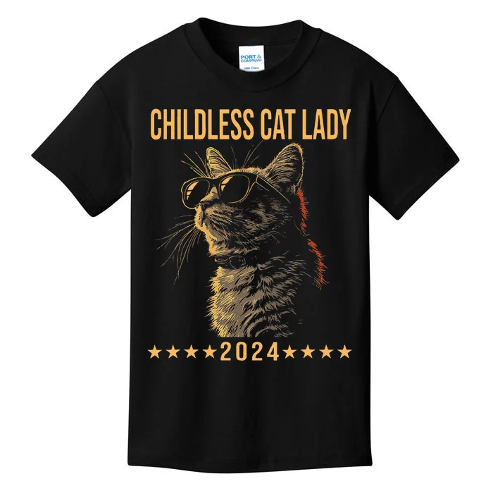 Retro Childless Cat Lady 2024 Ladies Kids T-Shirt