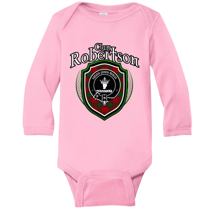 Robertson Clan Crest Scottish Clan Robertson Family Badge Baby Long Sleeve Bodysuit