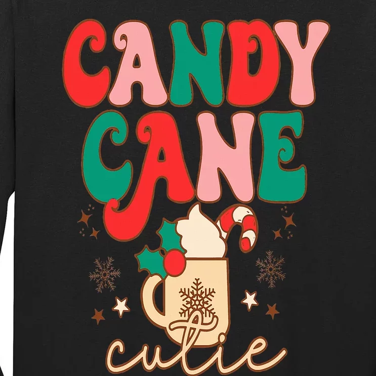 Retro Cute Candy Cane Cutie Christmas Hot Cocoa Funny Xmas Tall Long Sleeve T-Shirt