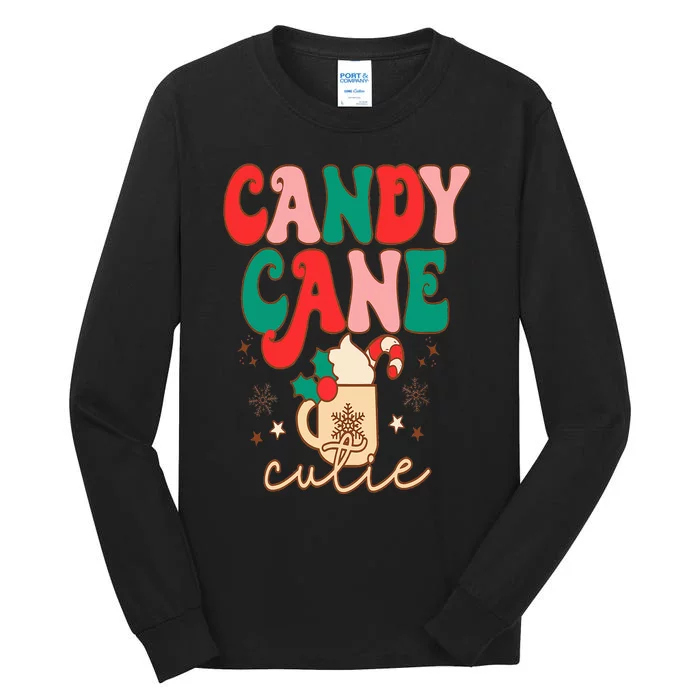 Retro Cute Candy Cane Cutie Christmas Hot Cocoa Funny Xmas Tall Long Sleeve T-Shirt