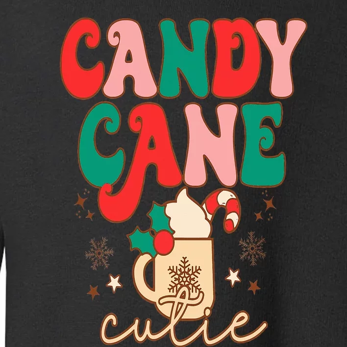 Retro Cute Candy Cane Cutie Christmas Hot Cocoa Funny Xmas Toddler Sweatshirt