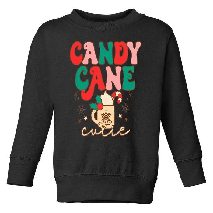 Retro Cute Candy Cane Cutie Christmas Hot Cocoa Funny Xmas Toddler Sweatshirt