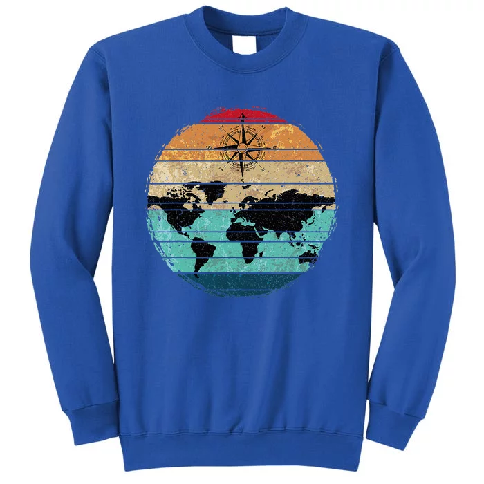 Retro Compass Countries Cartography World Map Sweatshirt