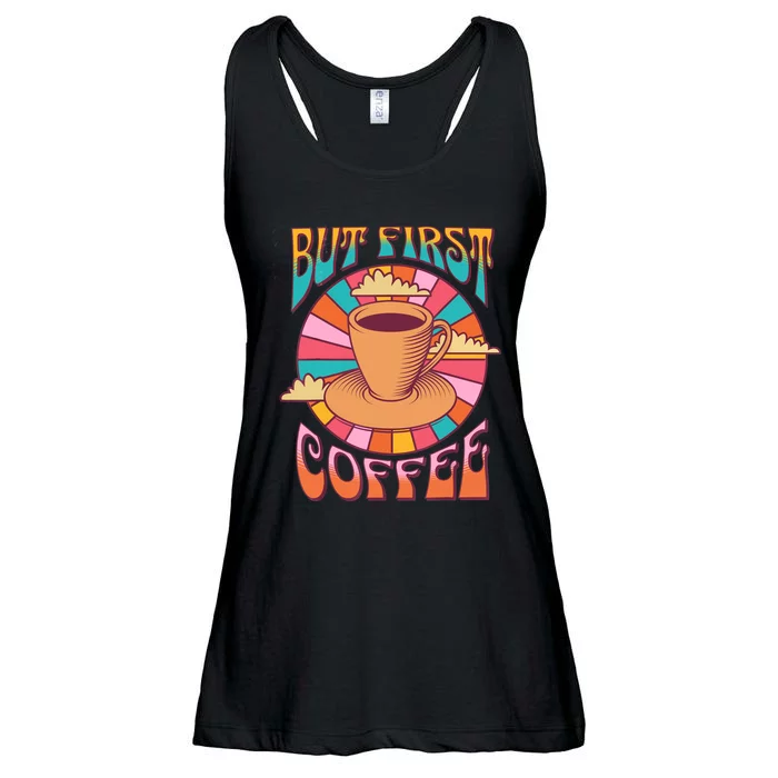 Retro Coffee Costume Caffeine Saying But First Coffee Ladies Essential Flowy Tank