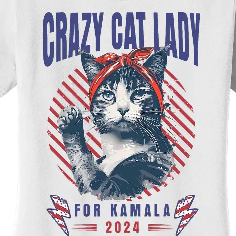 Retro Crazy Cat Lady For Kamala Harris For President 2024 Women's T-Shirt