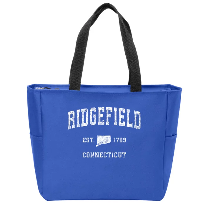 Ridgefield Connecticut Ct Vintage Established Athletic Sports Design Zip Tote Bag