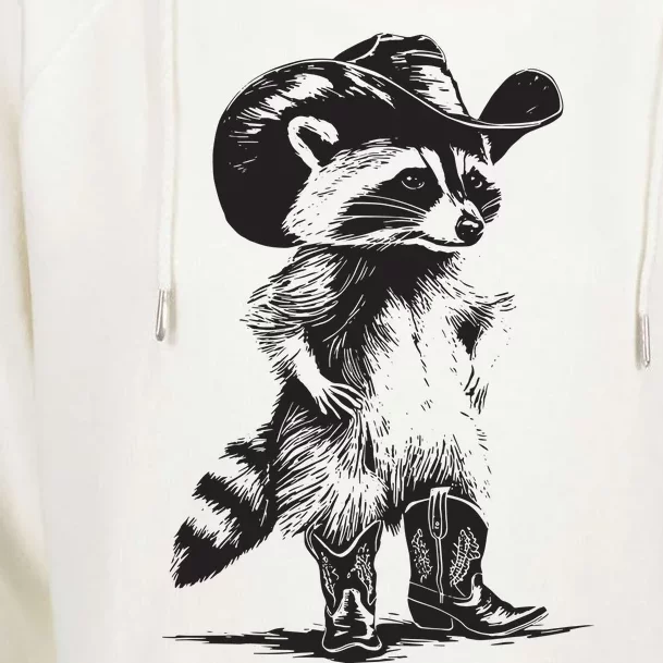 Raccoon Cowboy Cowgirl Trash Panda Western Country Womens Funnel Neck Pullover Hood