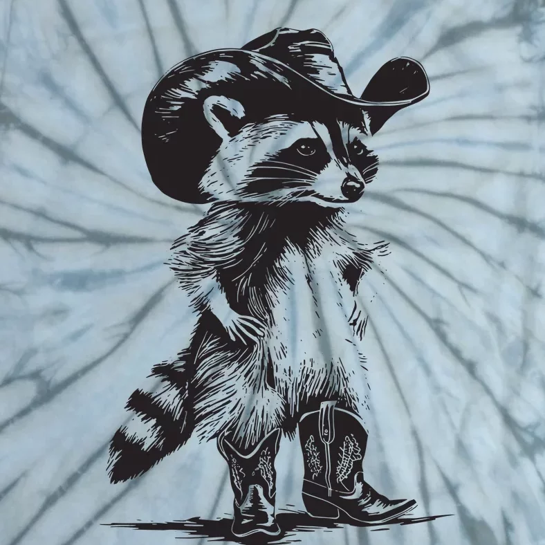 Raccoon Cowboy Cowgirl Trash Panda Western Country Tie-Dye T-Shirt