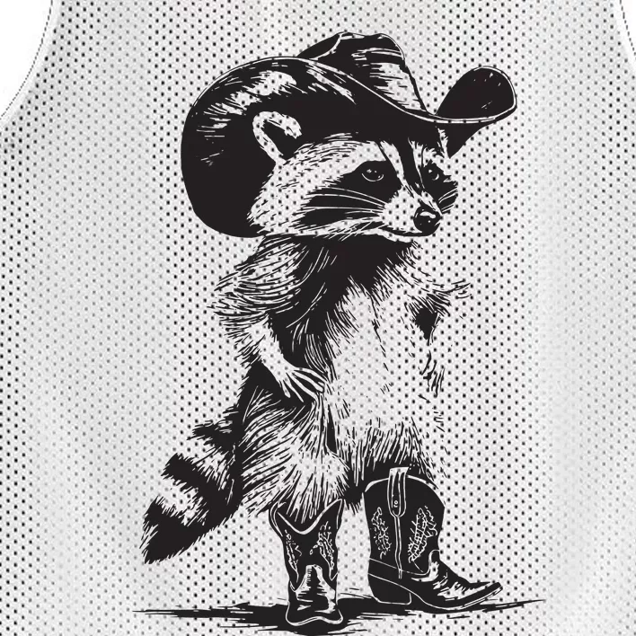 Raccoon Cowboy Cowgirl Trash Panda Western Country Mesh Reversible Basketball Jersey Tank