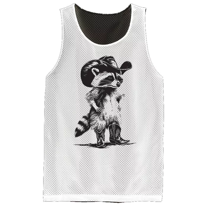 Raccoon Cowboy Cowgirl Trash Panda Western Country Mesh Reversible Basketball Jersey Tank