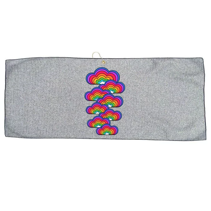 Rainbow Clouds Colorful Gender Flag Lgbt Lgbtq Gay Pride Gift Large Microfiber Waffle Golf Towel