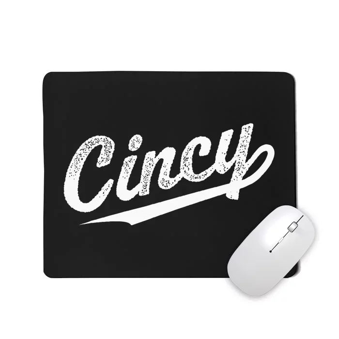 Retro Cincy Cincinnati Ohio Vintage Cursive Script Throwback Mousepad