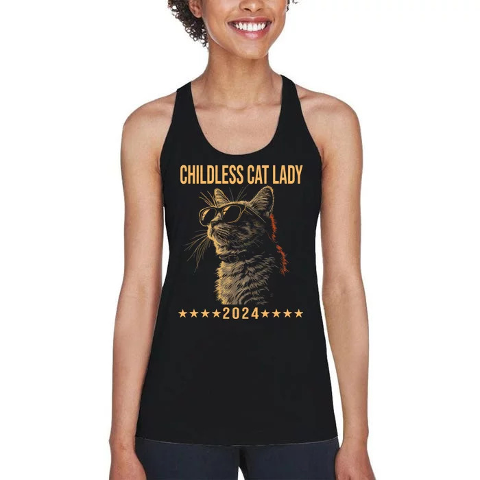 Retro Childless Cat Lady 2024 Ladies Voting Election Women's Racerback Tank