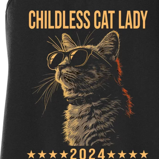 Retro Childless Cat Lady 2024 Ladies Voting Election Women's Racerback Tank