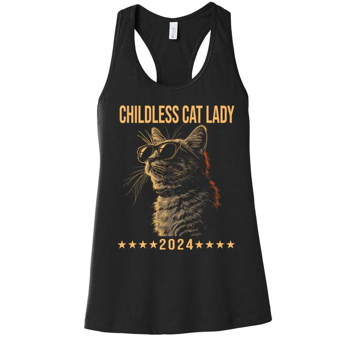 Retro Childless Cat Lady 2024 Ladies Voting Election Women's Racerback Tank