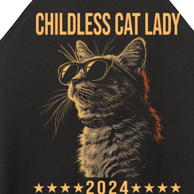 Retro Childless Cat Lady 2024 Ladies Voting Election Women’s Perfect Tri Rocker Tank