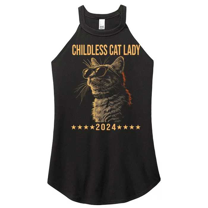 Retro Childless Cat Lady 2024 Ladies Voting Election Women’s Perfect Tri Rocker Tank