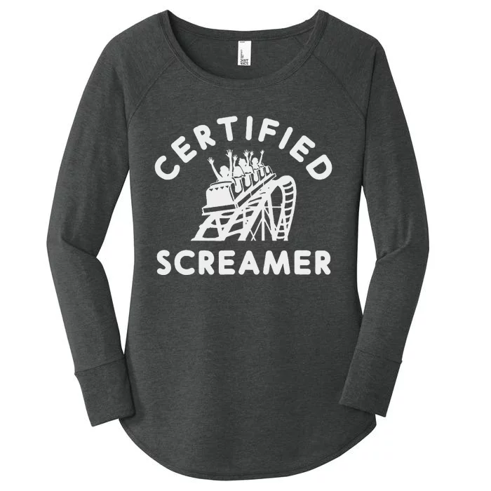 Roller Coaster Certified Screamer Theme Amusement Park Lover Women's Perfect Tri Tunic Long Sleeve Shirt