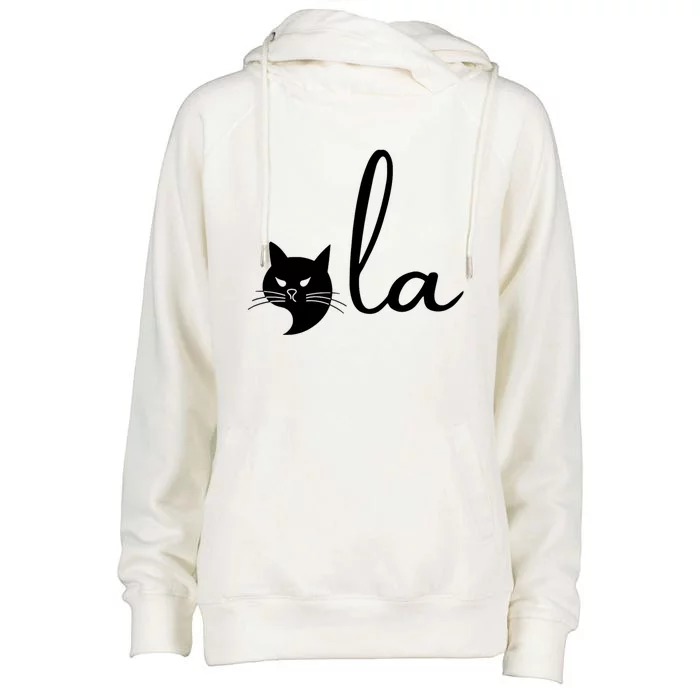 Retro Cat Comma La Kamala Harris For President 2024 Election Womens Funnel Neck Pullover Hood