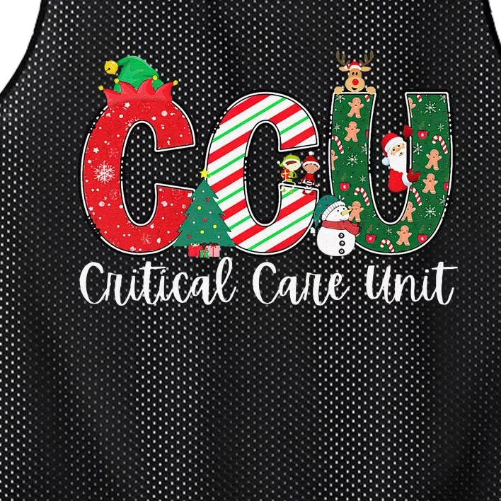 Retro Ccu Critical Care Unit Nurse Christmas Nursing Xmas Mesh Reversible Basketball Jersey Tank