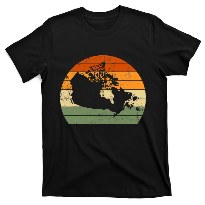 Retro Canada Canadian Map Sunset Canada Day T-Shirt