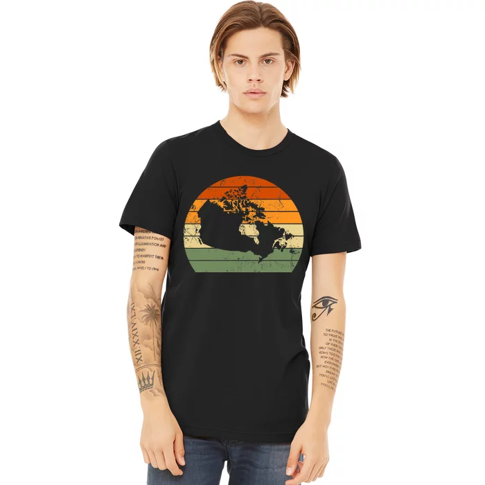 Retro Canada Canadian Map Sunset Canada Day Premium T-Shirt