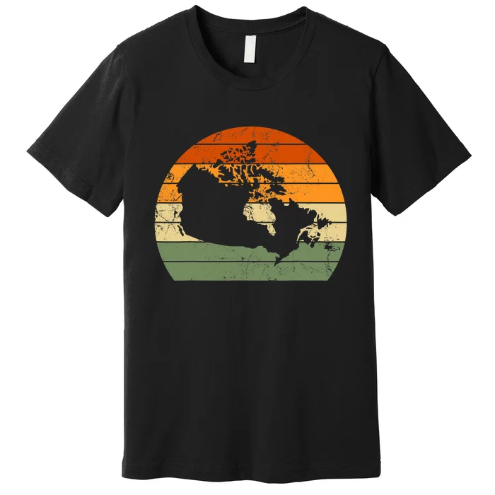 Retro Canada Canadian Map Sunset Canada Day Premium T-Shirt