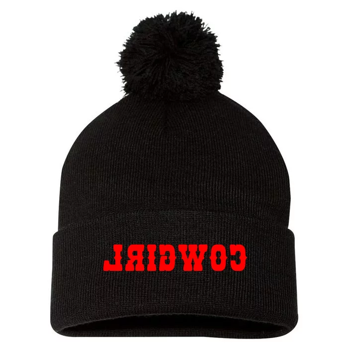 Reverse Cowgirl Classic Red Logo Pom Pom 12in Knit Beanie