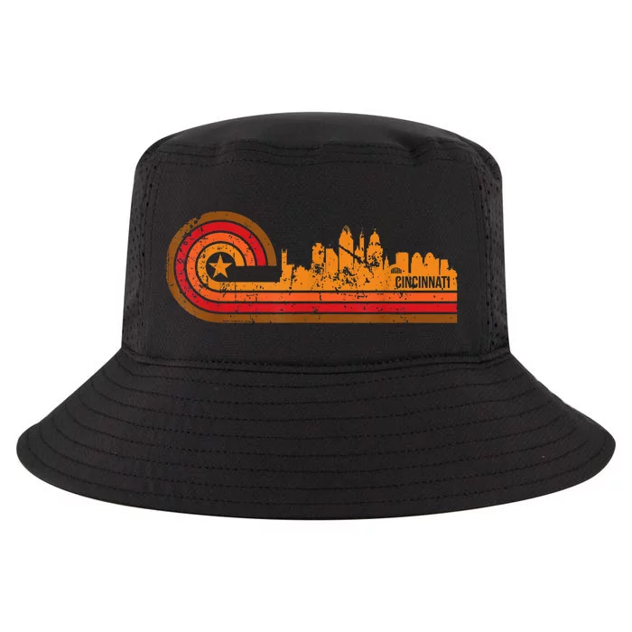 Retro Cincinnati Cityscape Cincinnati Oh Skyline Cool Comfort Performance Bucket Hat