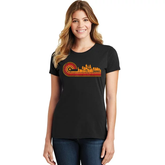 Retro Cincinnati Cityscape Cincinnati Oh Skyline Women's T-Shirt