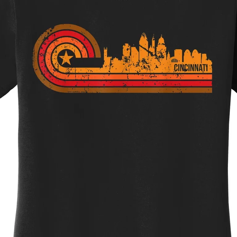 Retro Cincinnati Cityscape Cincinnati Oh Skyline Women's T-Shirt