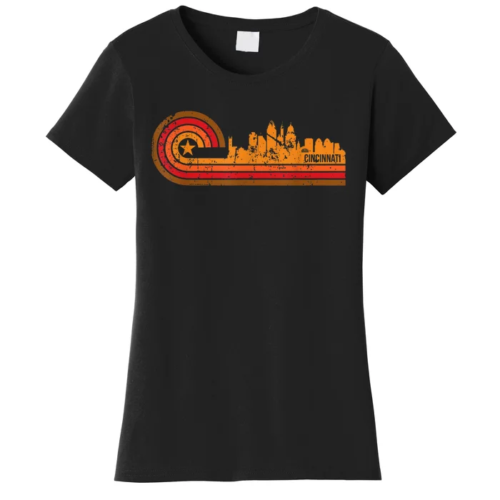 Retro Cincinnati Cityscape Cincinnati Oh Skyline Women's T-Shirt