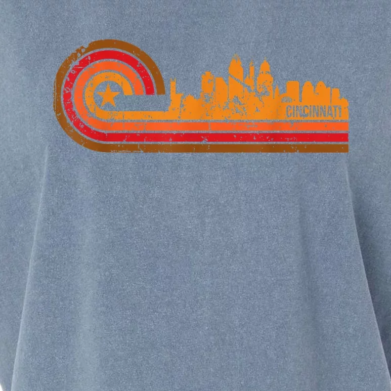 Retro Cincinnati Cityscape Cincinnati Oh Skyline Garment-Dyed Women's Muscle Tee