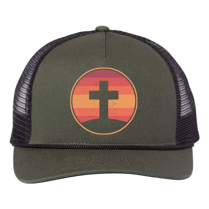 Retro Christian Cross Retro Rope Trucker Hat Cap