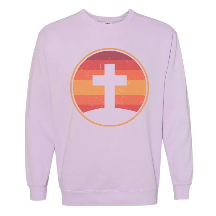 Retro Christian Cross Garment-Dyed Sweatshirt