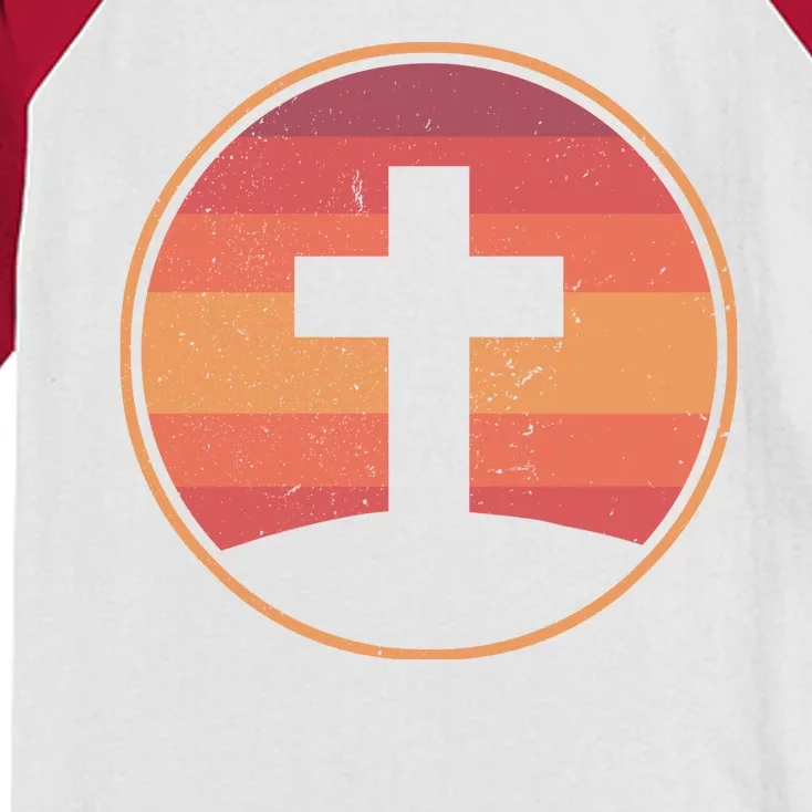 Retro Christian Cross Kids Colorblock Raglan Jersey