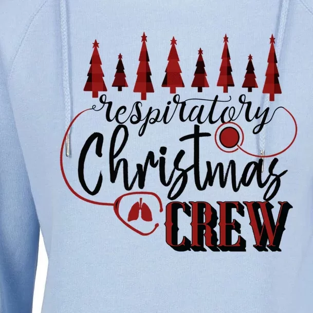 Respiratory Christmas Crew Buffalo Plaid Tree And Stethoscope Gift Womens Funnel Neck Pullover Hood