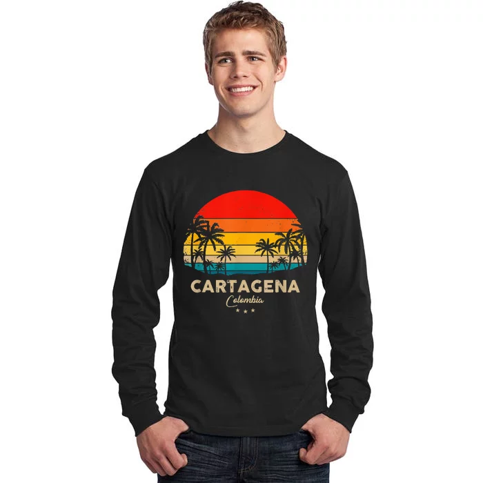 Retro Cartagena Colombia Souvenir Sunset Great Trip Gift Tall Long Sleeve T-Shirt